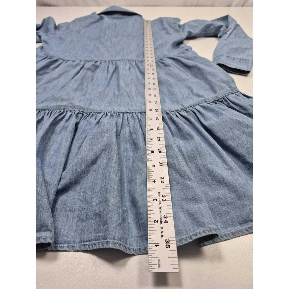 Veronica Beard Shirt Dress Womens 4 Blue Chambray Tiered Hi Low Long Sleeve